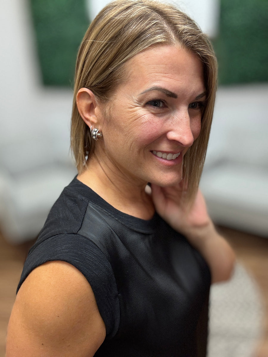 Liverpool - Sleeveless Woven Knit Top - Black