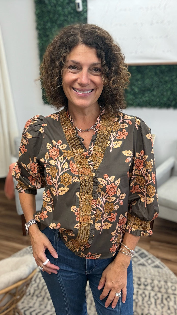 Autumn Heirloom Floral Blouse