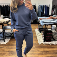 Scuba Crewneck Pullover & Jogger 2-Piece Set - Blue Indigo