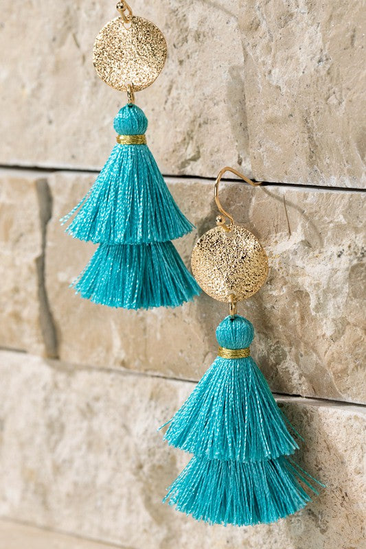Disc &amp; Tassel Earrings