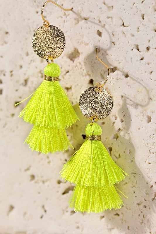 Disc &amp; Tassel Earrings