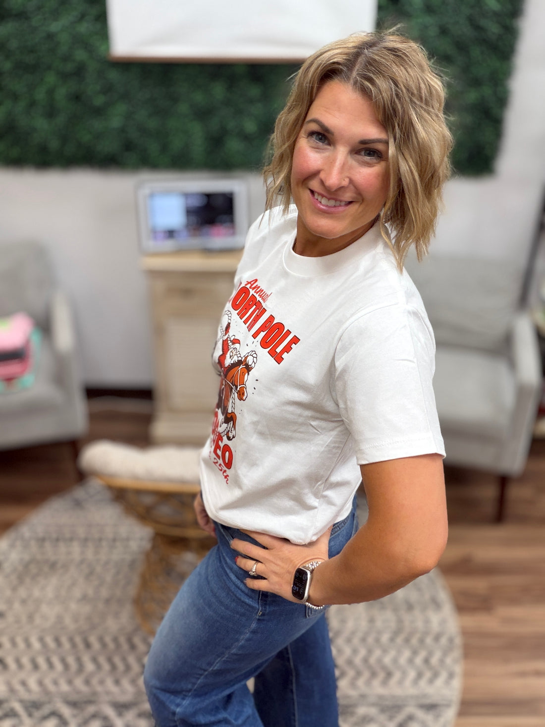 North Pole Rodeo - Cropped Graphic Tee