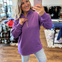 Miley - Vintage Quarter Zip Pullover - Purple