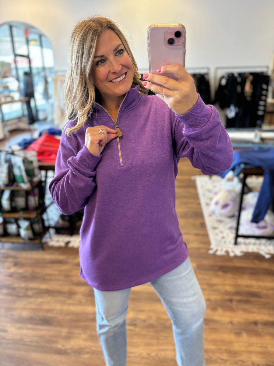 Miley - Vintage Quarter Zip Pullover - Purple