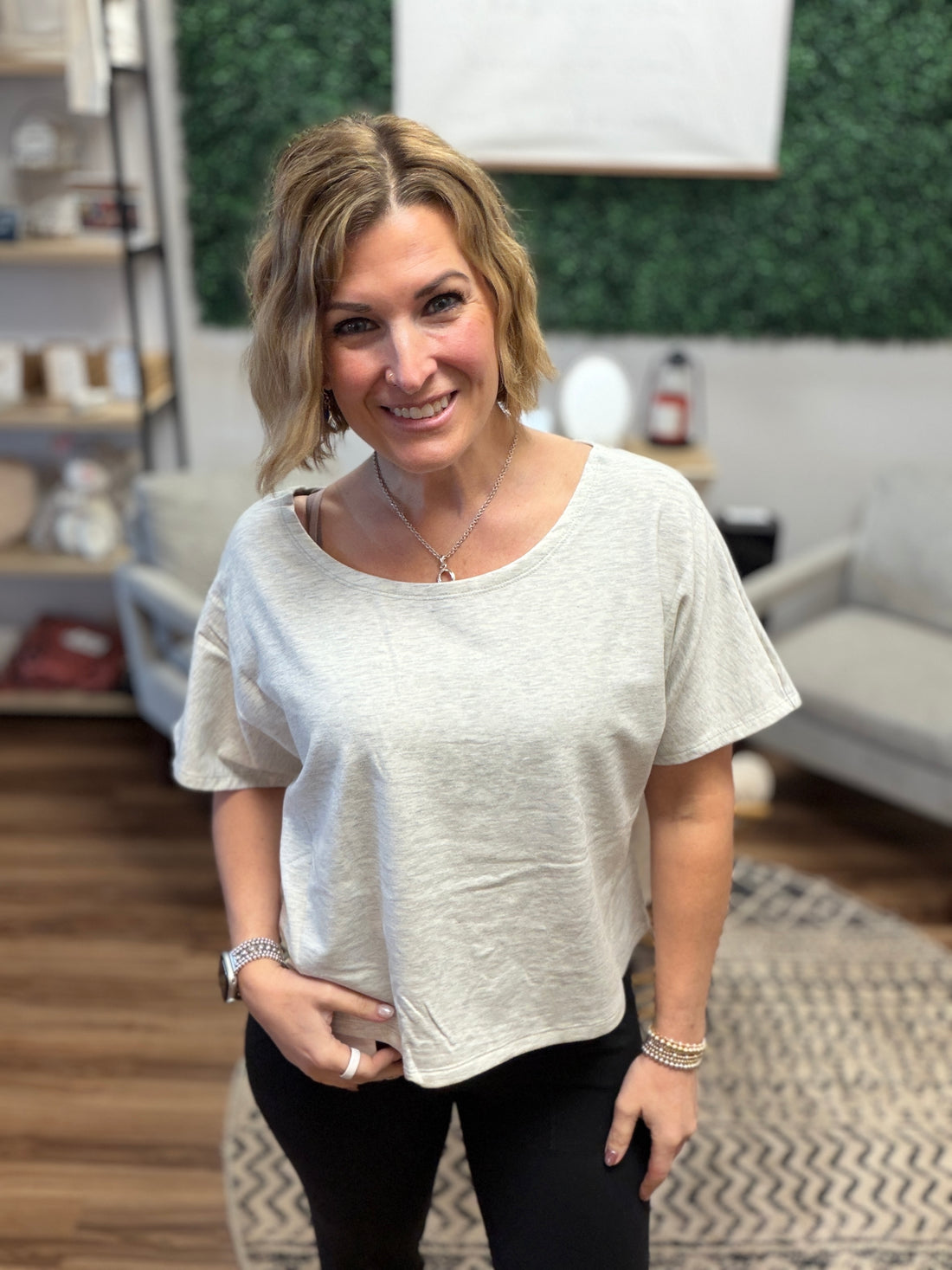 Off Duty Crossback Top - Heather Grey