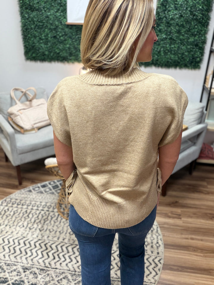 Liverpool - V-Neck Dolman Sweater with Ties - Khaki
