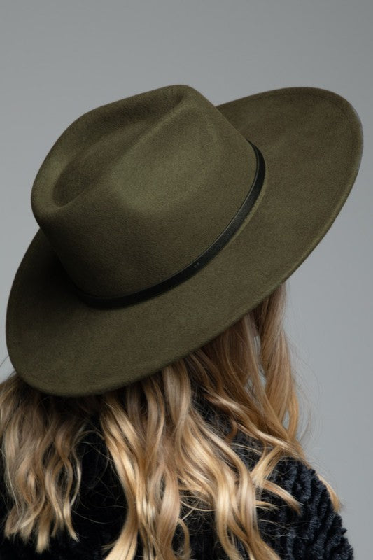 Leather Trim Felt Hat