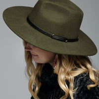 Leather Trim Felt Hat