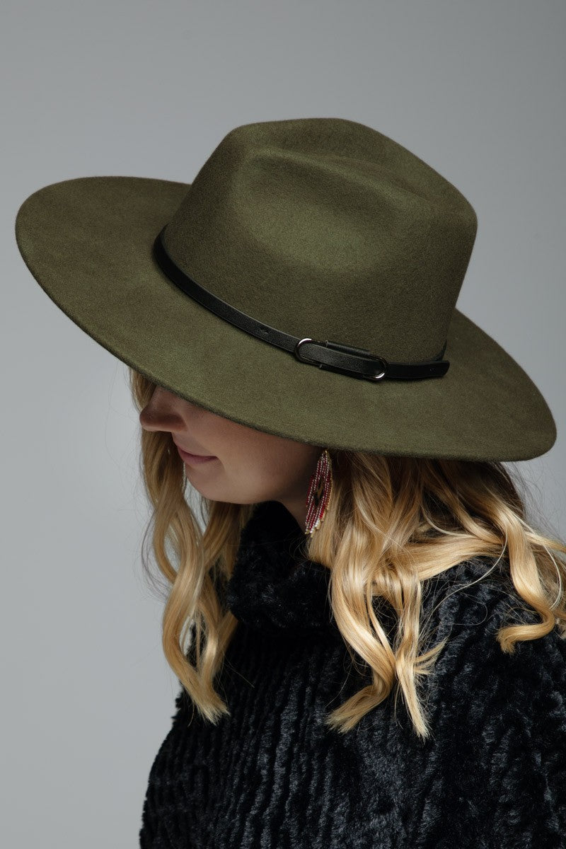 Leather Trim Felt Hat