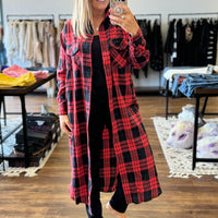 Michelle - Flannel Plaid Longline Shacket