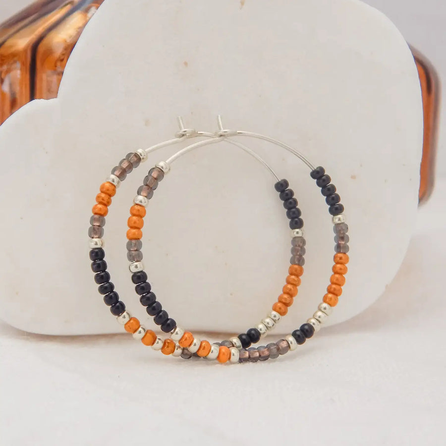 Halloween Seed Bead Hoop Earrings