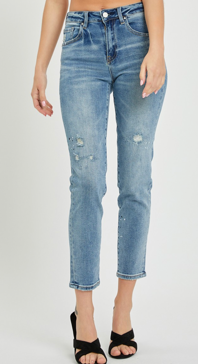 Risen - Mid Rise Tapered Jeans