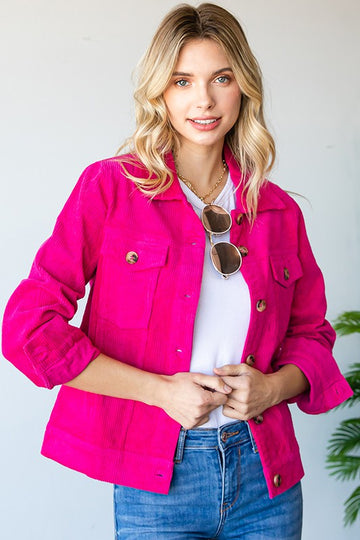 Shannon - Corduroy Collared Button Down Jacket