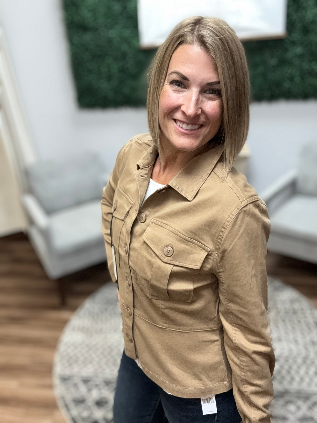 Liverpool - Trucker Jacket with Peplum Hem