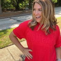 Embossed Oversized Go Team Tee - Red