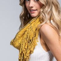 Plaid Infinity Knit Scarf - Mustard