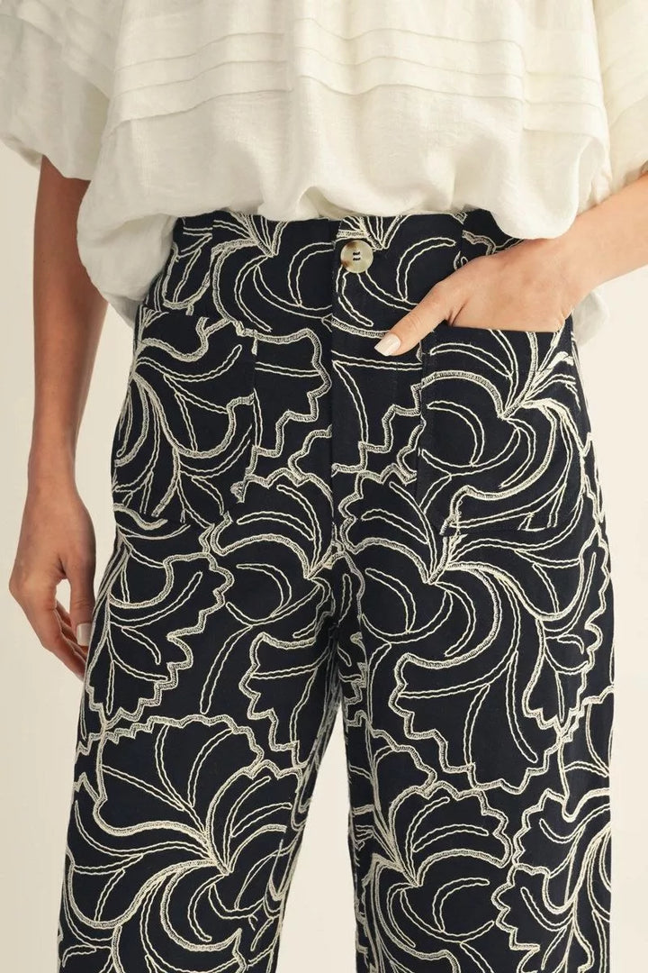 Midnight Magnolia Wide Leg Pants