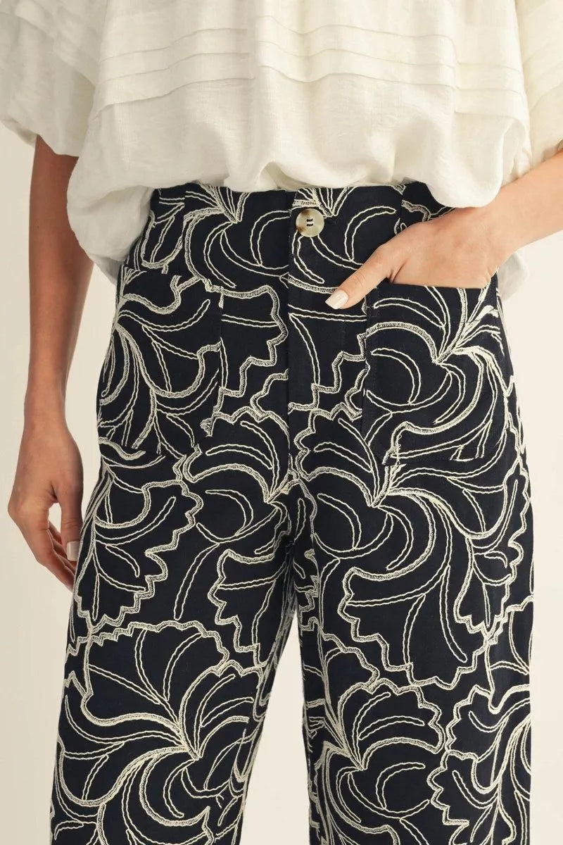 Midnight Magnolia Wide Leg Pants