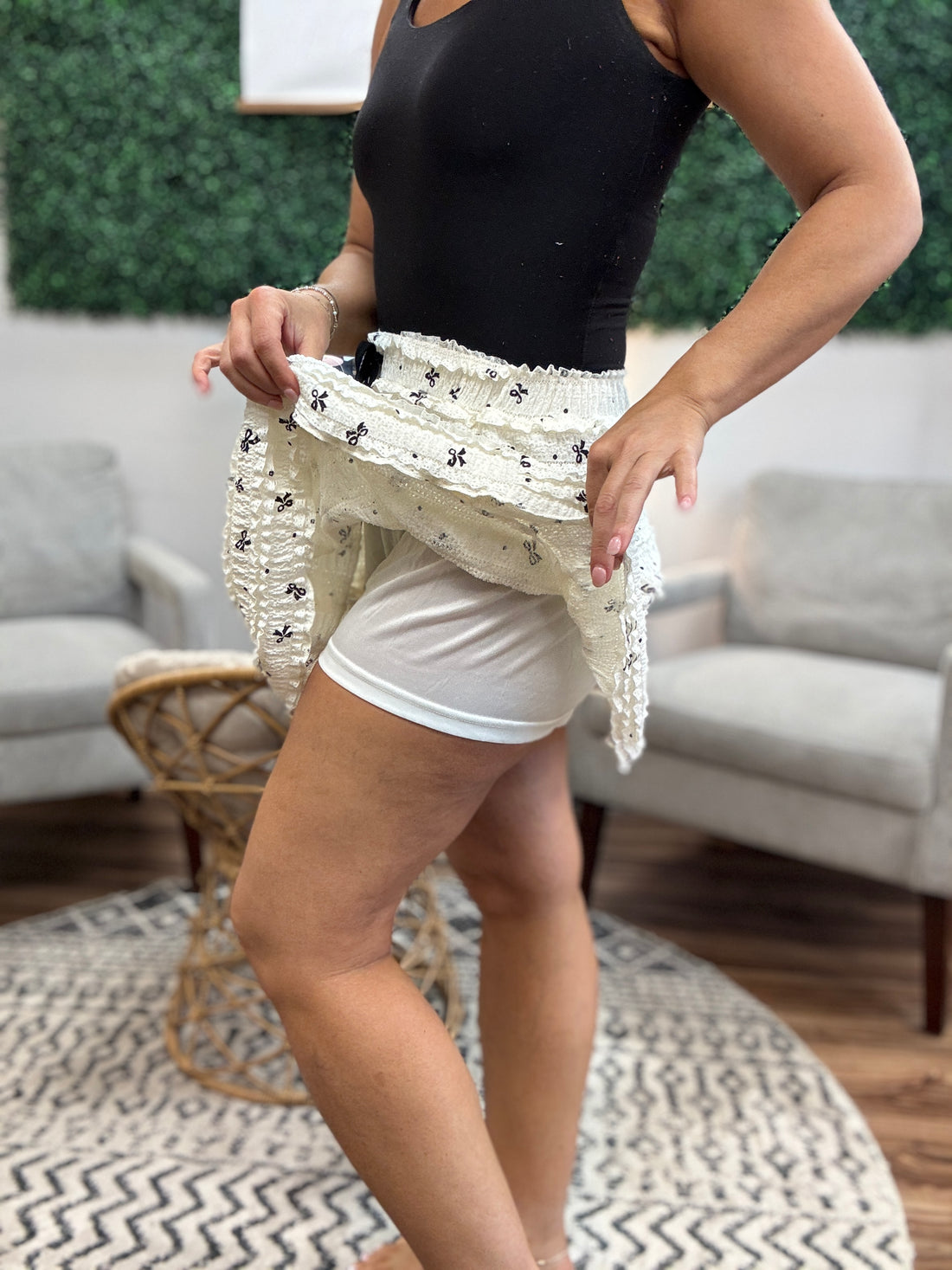Frill Bow Skirt with Attached Shorts
