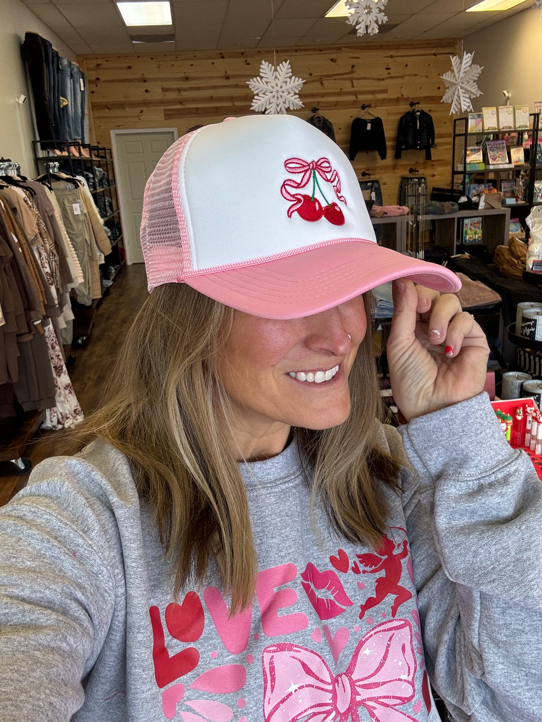 Cherry Embroidered Foam Trucker Hat