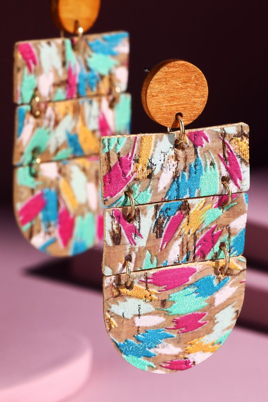 Abstract Painted Cork Earrings