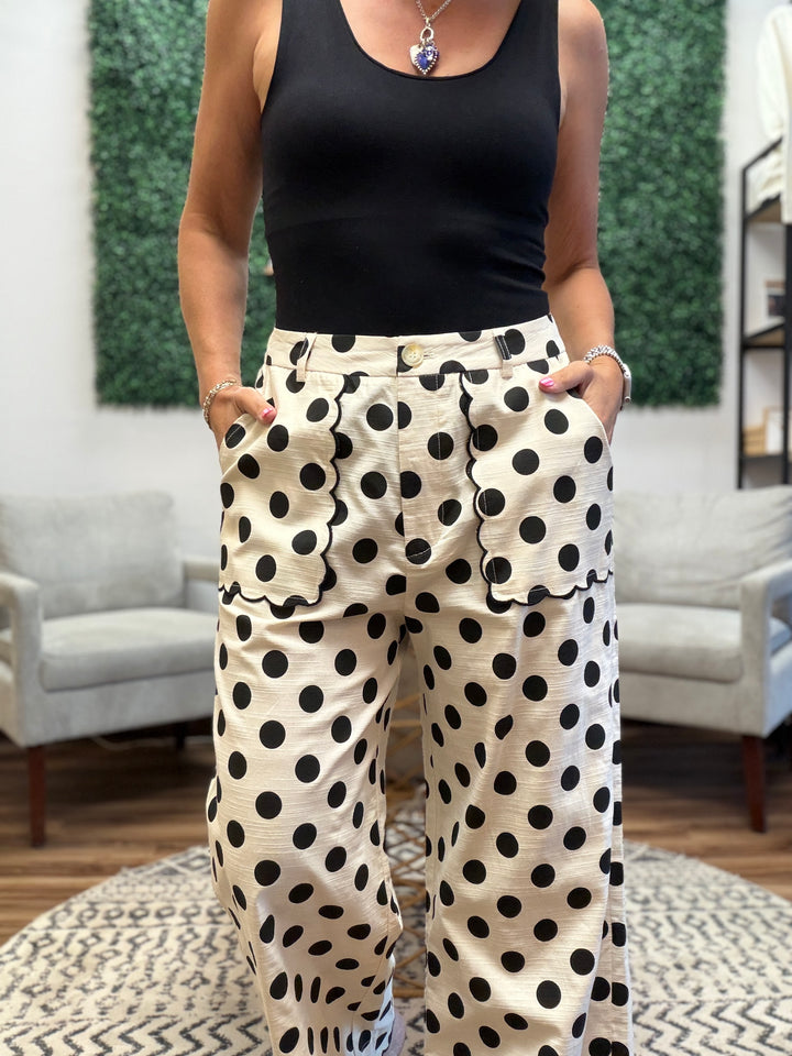 Dot Darling Scalloped Pants