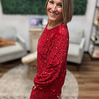 Old Flame Sequin Dress - Red