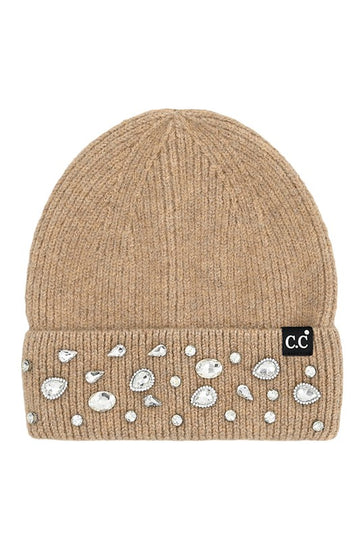 Rhinestone Charm Beanie