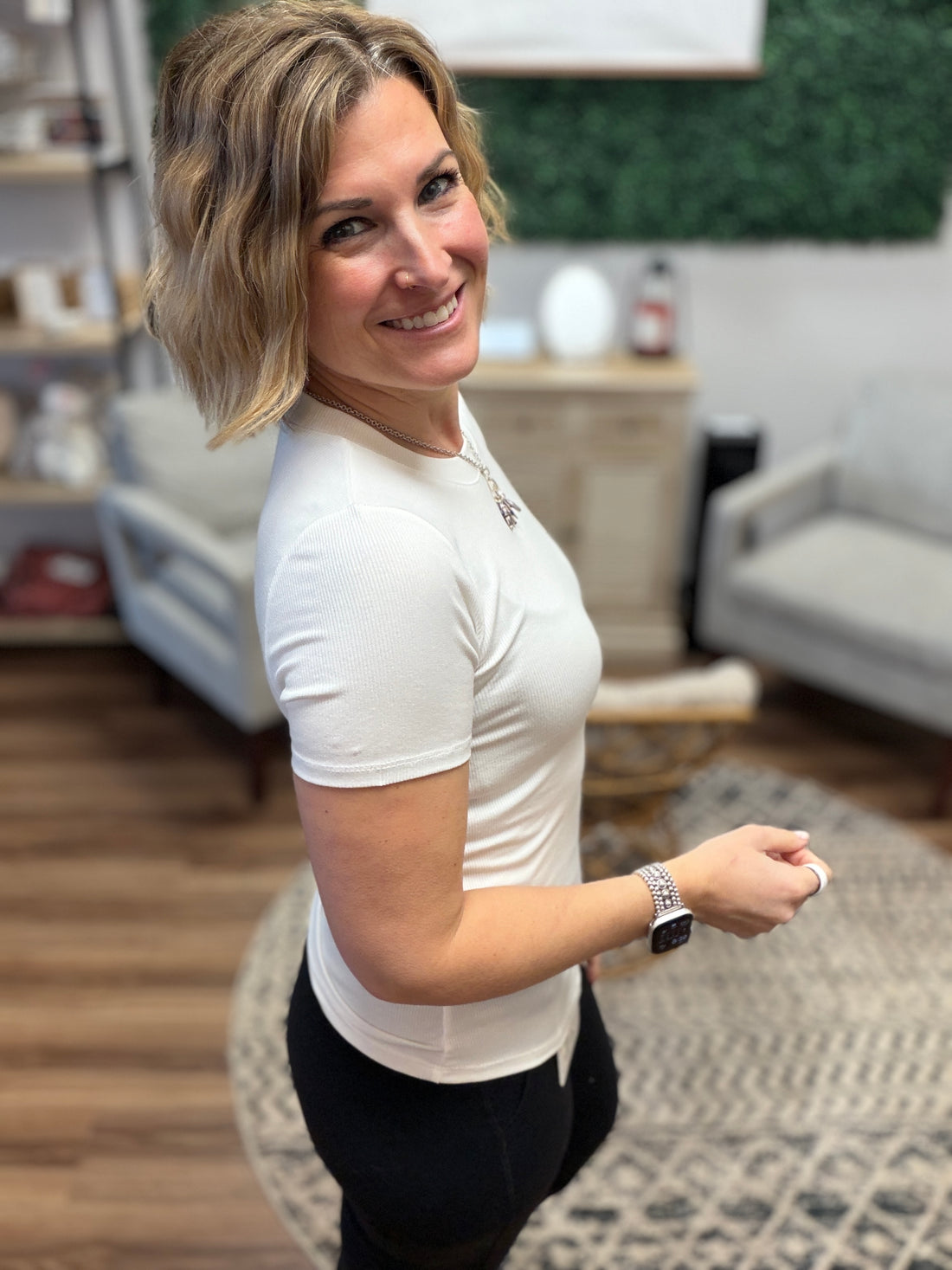 Essential Micro-Ribbed Athleisure Top - White