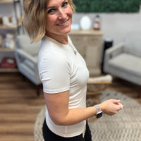 Essential Micro-Ribbed Athleisure Top - White