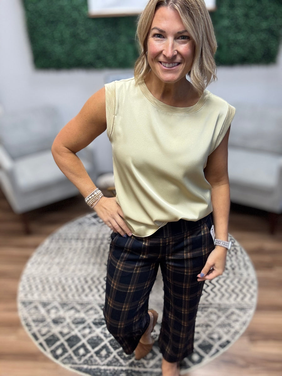 Liverpool - Mabel Plaid Crop Wide Leg Pants