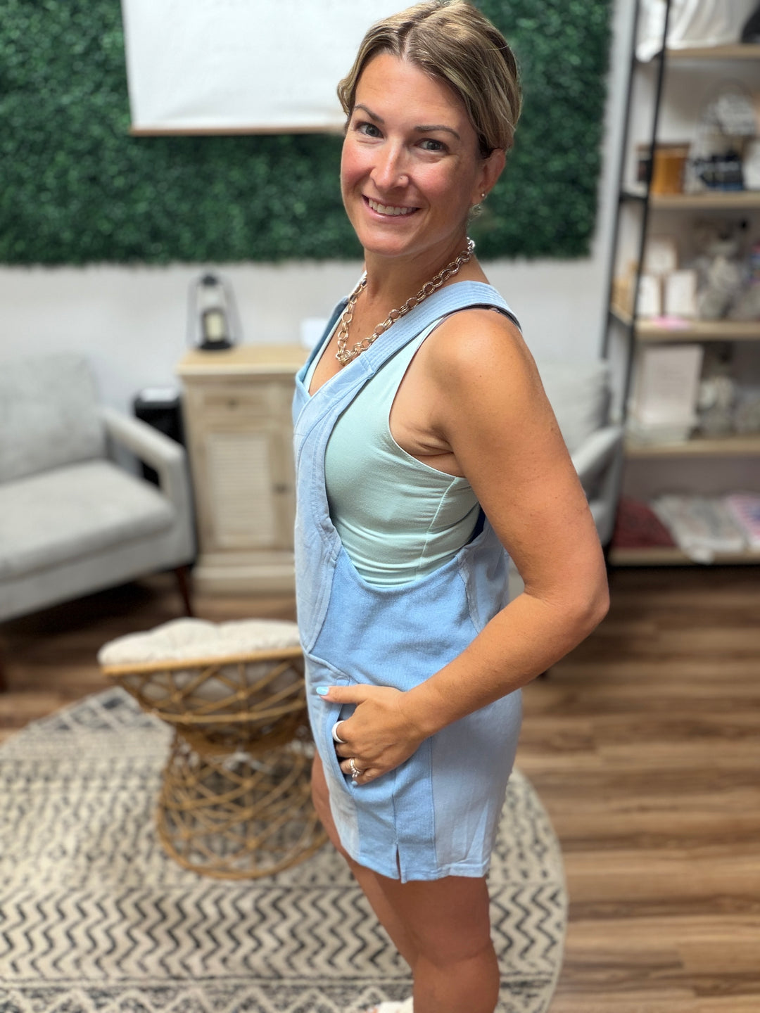 Beach Please Romper - Light Blue