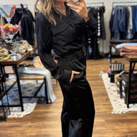 Satin Belted Button Down Jumpsuit