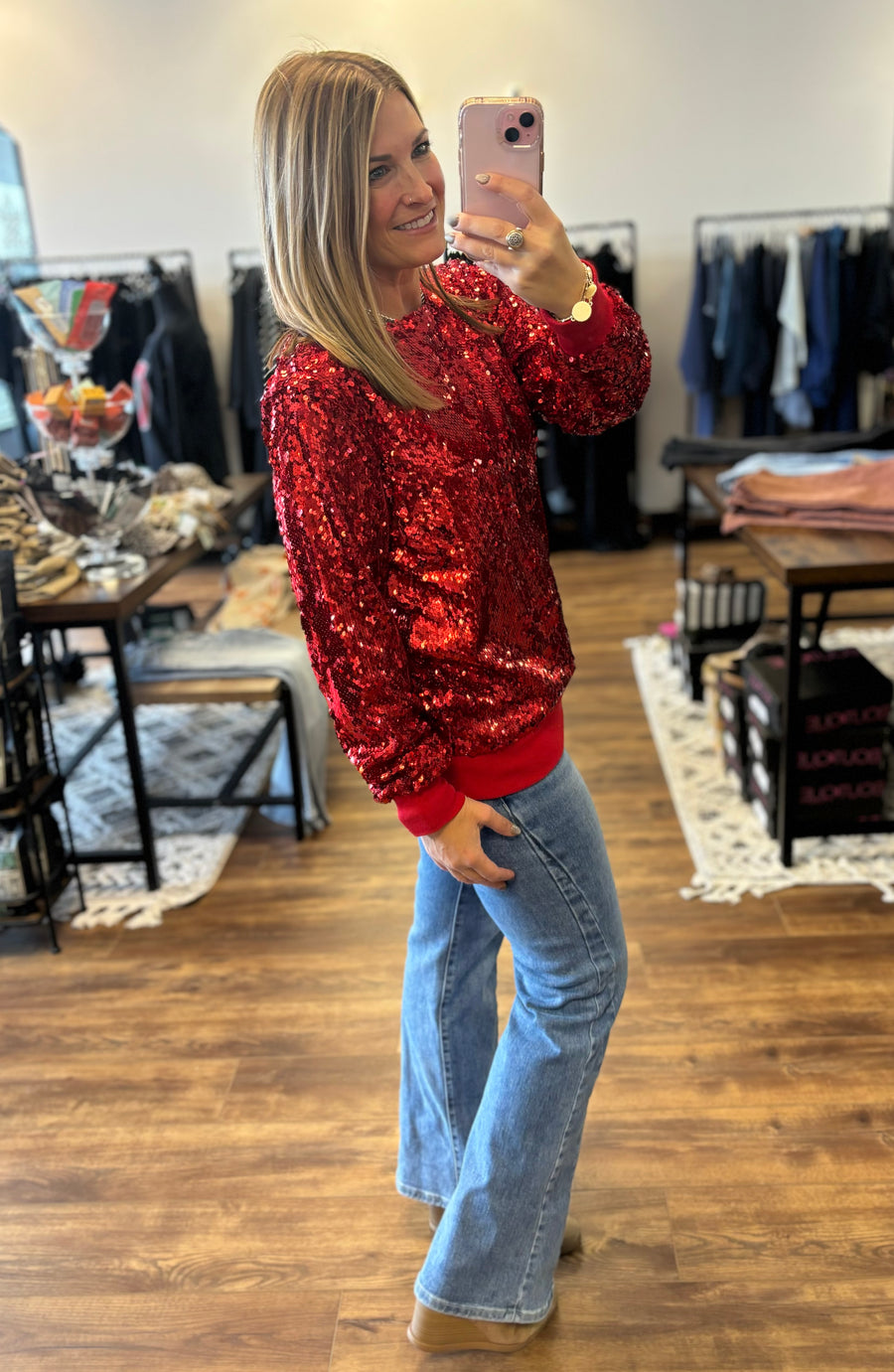 In the Spotlight Sequin Top - Red