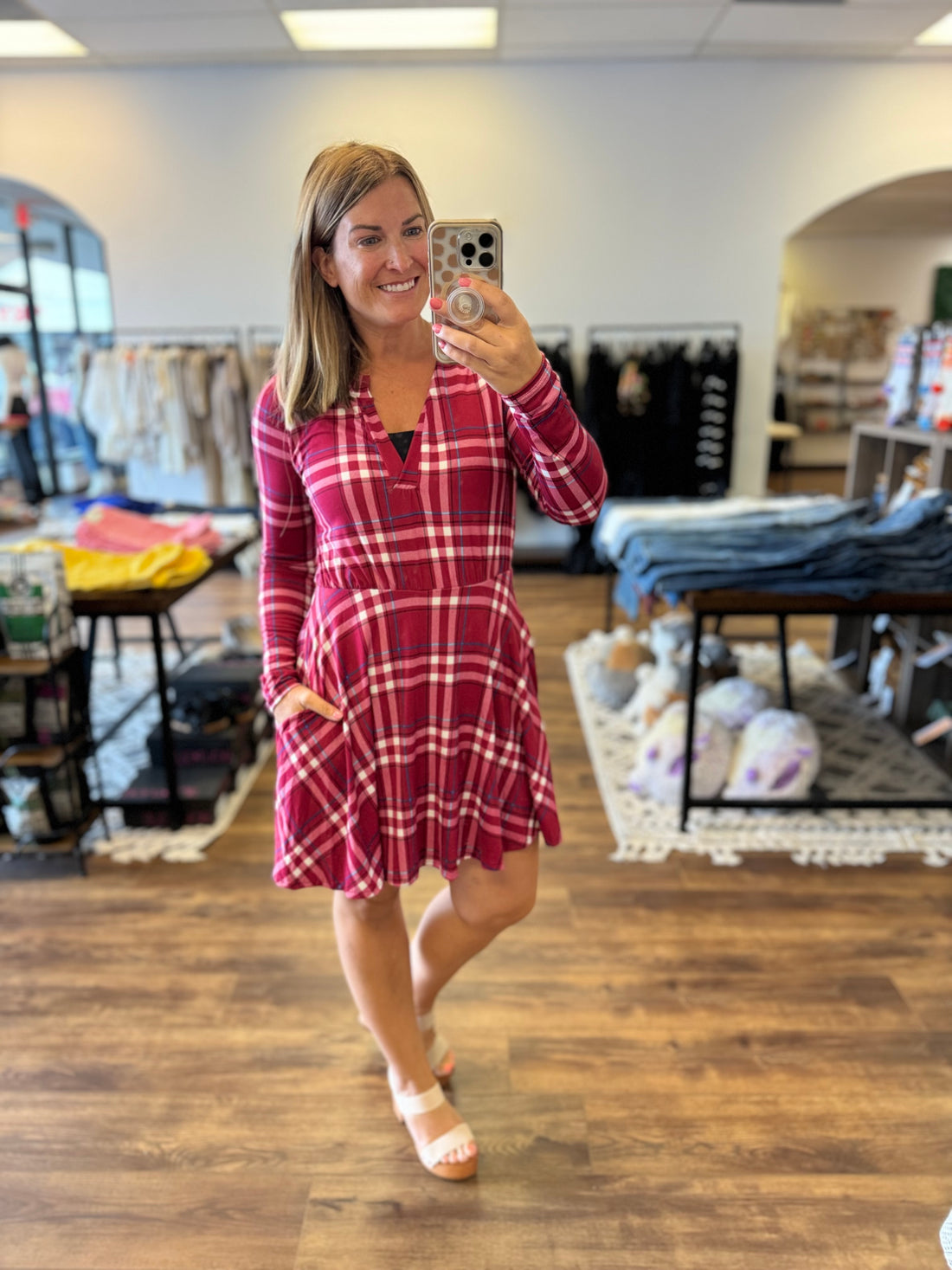 Marissa - Long Sleeve Plaid Dress