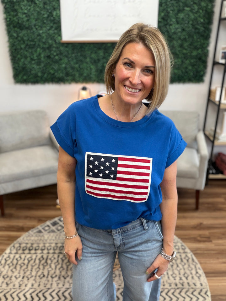 Flag Patch Tee - Classic Blue