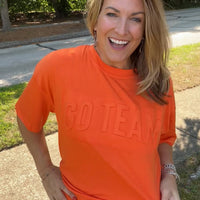 Embossed Oversized Go Team Tee - Orange