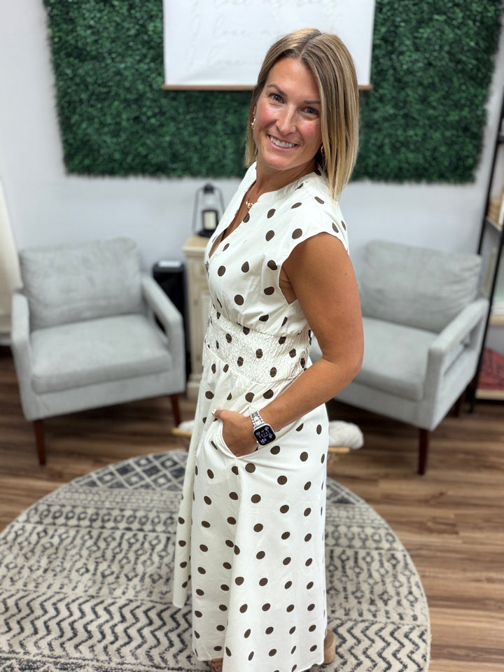 The Cocoa Dot Midi Dress