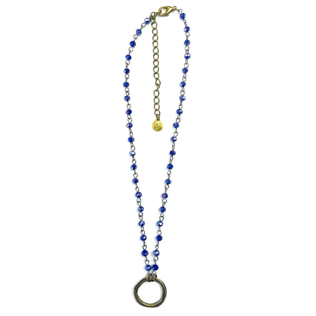 Rosaried & Ring Pendant Necklace - Navy