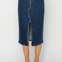 Risen - High Rise Denim Midi Skirt