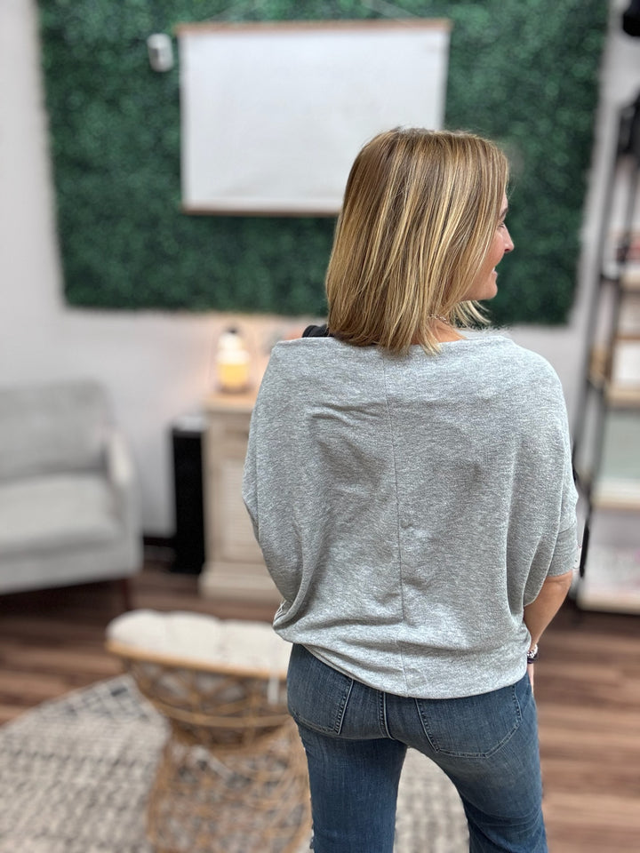 Day to Night Short Sleeve Dolman - Heather Grey