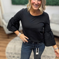 Liverpool - Embroidered 3/4 Bell Sleeve Top