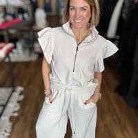 Textured Wide Leg Crop Pants