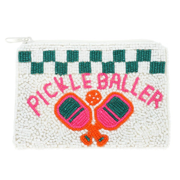 Pickle Baller Seed Bead Coin Purse