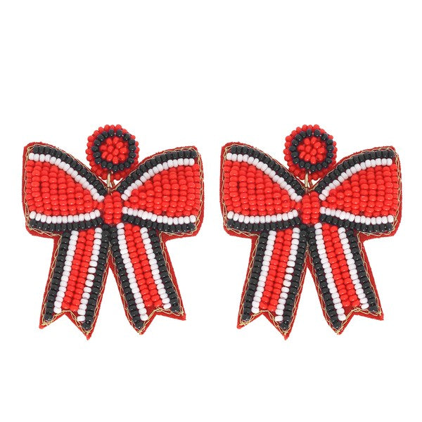 Game Day Beaded Bow Earrings