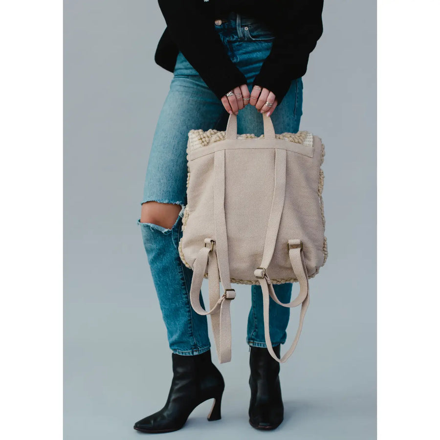 Textured Diamond Backpack - Tan