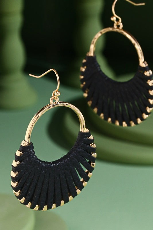 Fan Hoop Earrings - Black