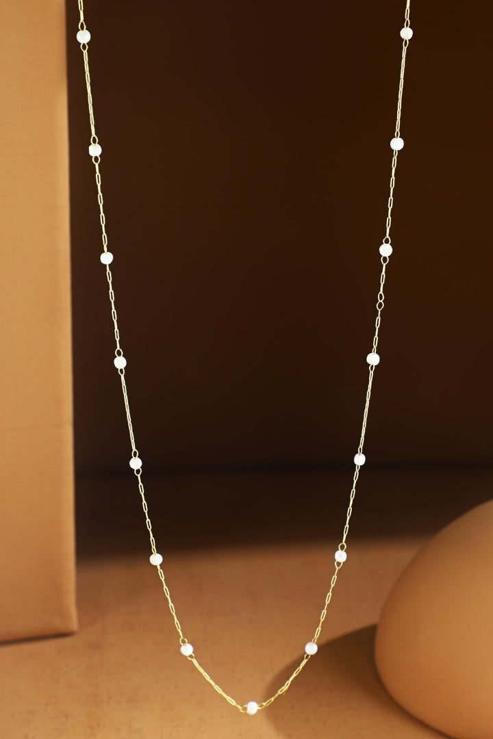 Tiny Mother of Pearl Station Necklace