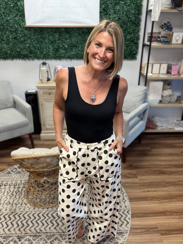 Dot Darling Scalloped Pants