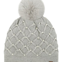 All Over Pearl Crochet Pom Beanie